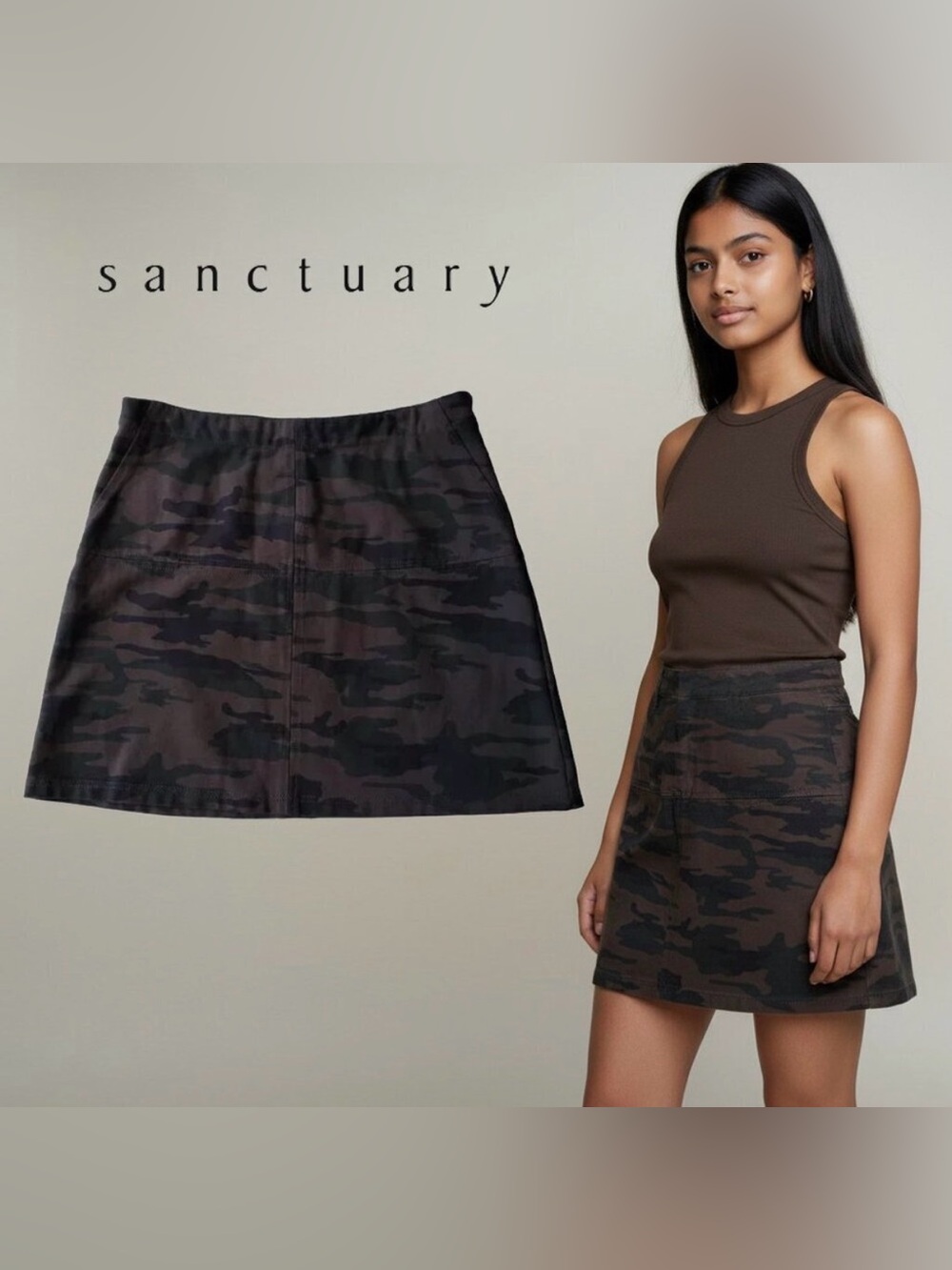 Revolve Sanctuary Dark Camo Mini Skirt Size M
